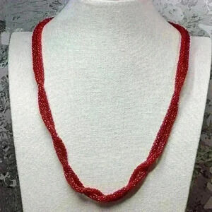 Red Glass Mesh Necklace